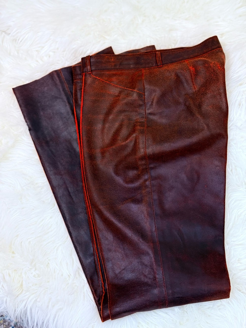 ARCHIVAL SUIT JEWELS by Julie Knapp Burnished Leather Moto Suit Set/S Red Black - Picture 11 of 16